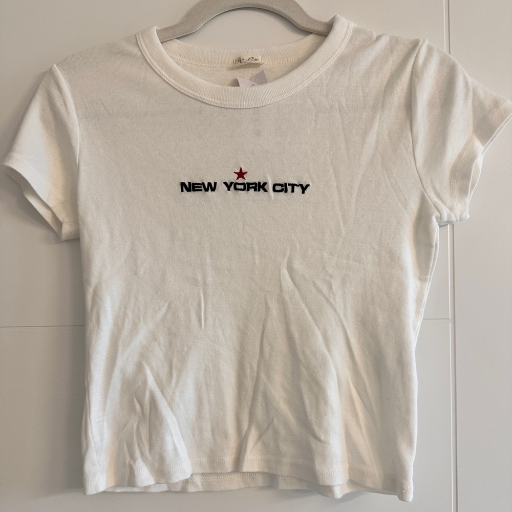 J. Galt  White "New York City" Embroidered Short Sleeve Tee